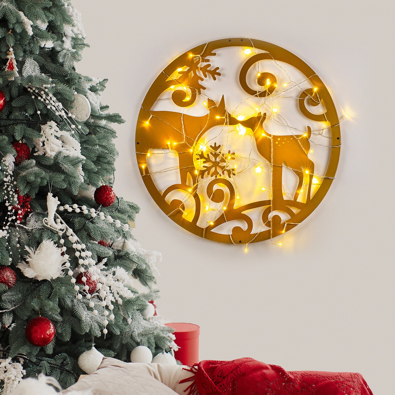 Decoratiune luminoasa XMASGOLD-029, Tanelorn, 60x60 cm, metal, auriu - imagine 7
